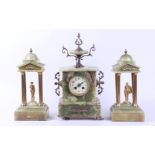 Green Onyx Clock Set with Germanic and Roman Generals (Approx. 1920)