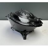 Black Enameled Cast Iron Coal Box/Peat Box (Ca. 1920)