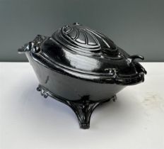 Black Enameled Cast Iron Coal Box/Peat Box (Ca. 1920)