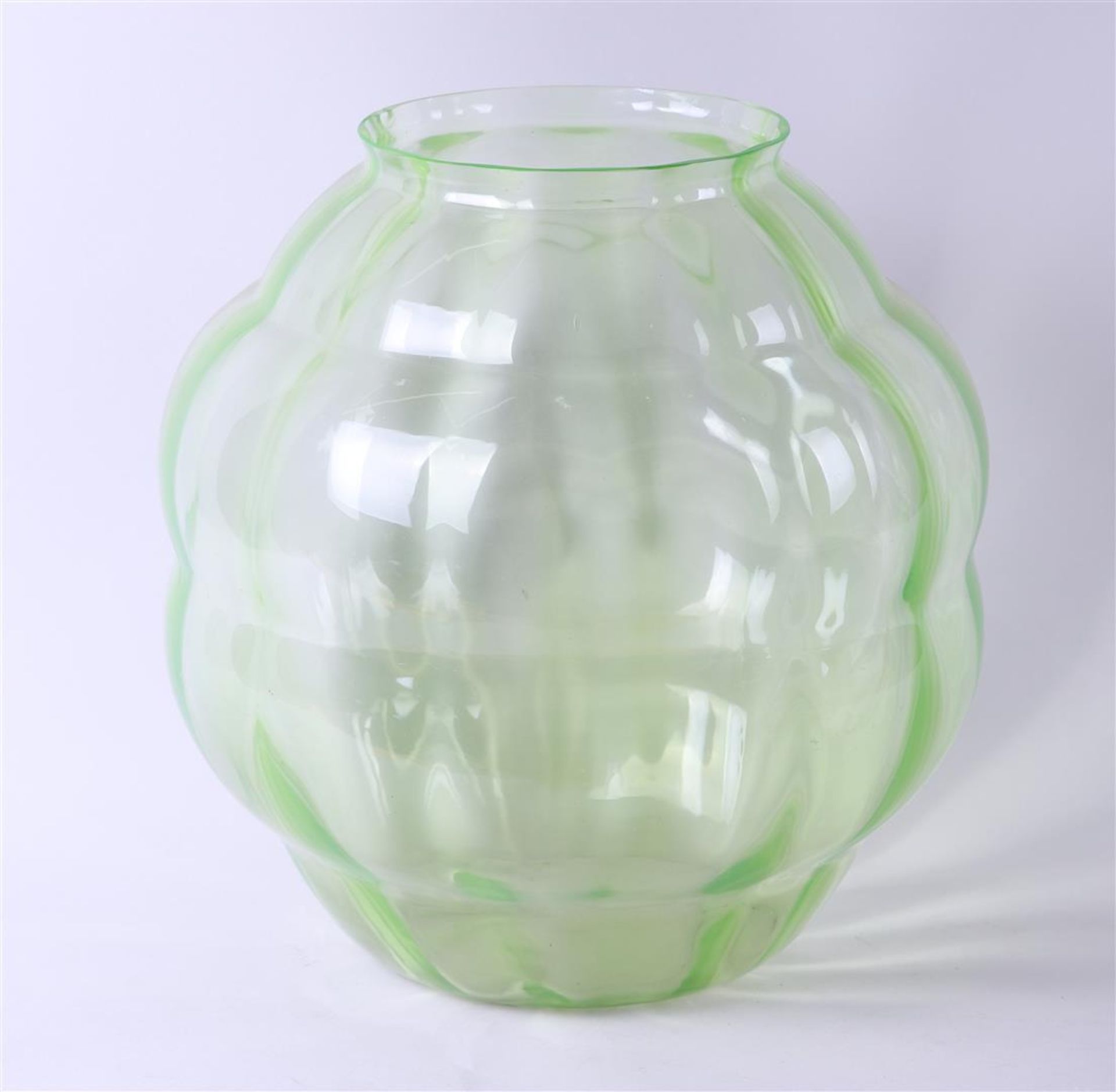Large Anna Green Glass "Flora" Vase (A.D. Copier Design)