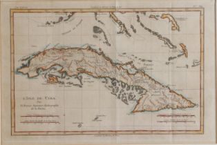 Three maps depicting various regions in the world: Cuba (Rigobert Bonne), Peru (N. Bellin), Martiniq