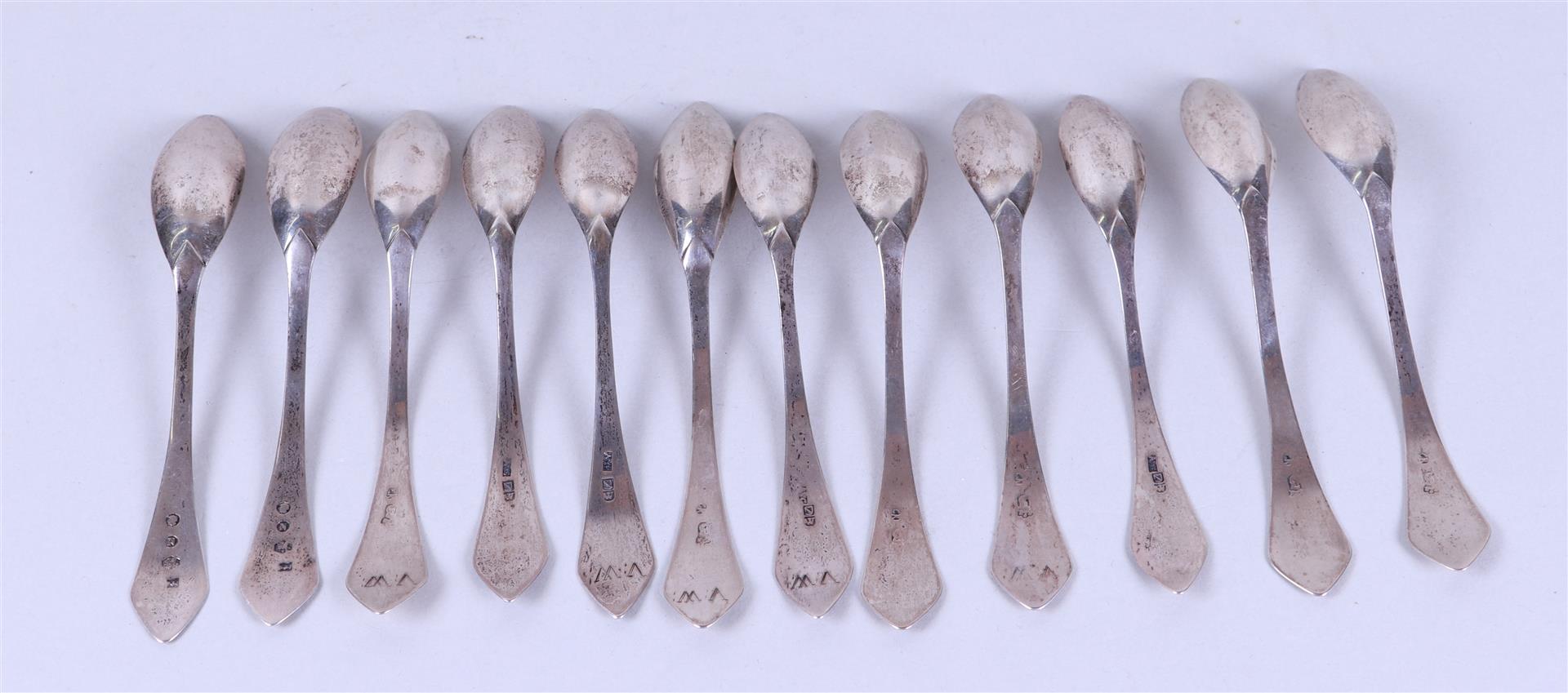 A set of 12 silver ice cream spoons, various hallmarks, including W and N - Image 2 of 3