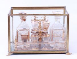 A cut glass liqueur cellar set. First half 20th century