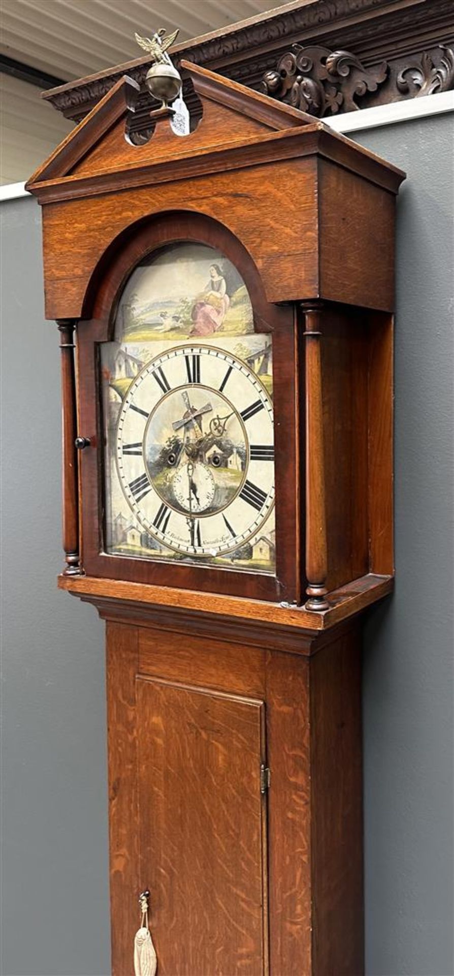 An English, so-called "Grandfather clock". Address: "J. Richmond / New Casttle".  - Image 6 of 7