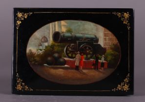 Russian Lacquer Box Depicting a Chinese Cannon (Circa 1930)