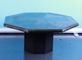 A Marcus Kingma, Coffee table. With stone top and wooden base. 