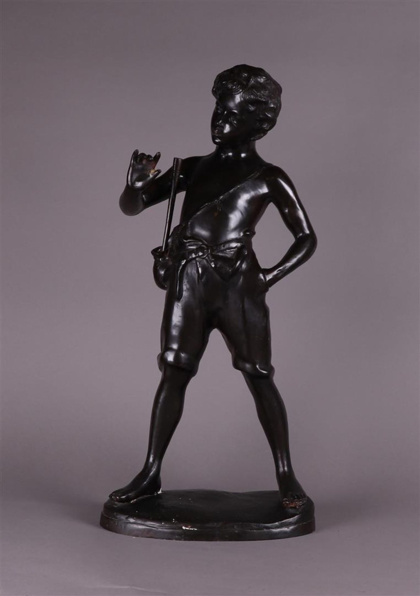 Bronze Shepherd Boy Sculpture (First Half 20th Century) - Bild 3 aus 6