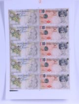 Banksy (b. Bristol, UK 1974), (after), 'Di-Faced Tenner''; a sheet of (10) notes (printed on both si