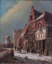 Andreas Meijer, XX, Cityscape in winter with a mill in the offing, signed and annotated 'Utrecht'