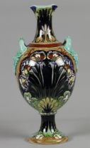 A polychrome painted earthenware vase, marked Rozenburg model K584