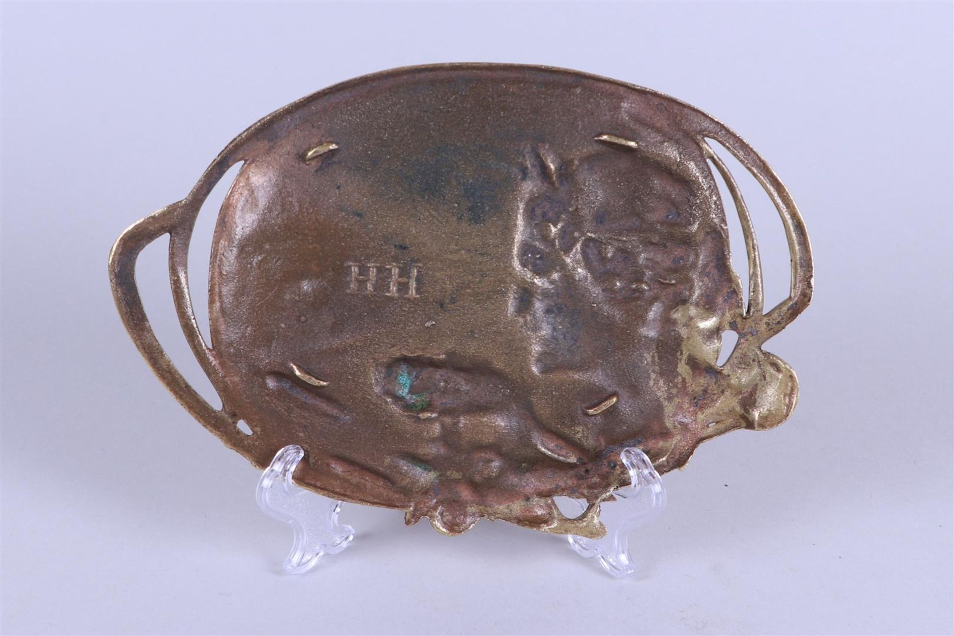 A bronze Art Noveau vide poche, marked HH on the back.
 - Image 2 of 2