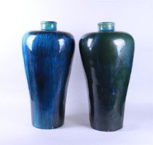 A set of large dark glazed meiping vases. China, 20th century.