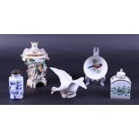 Lot of various porcelain objects including a Lladro swan.