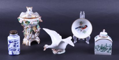 Lot of various porcelain objects including a Lladro swan.