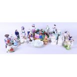 A lot of various porcelain figures and objects. 19/20th century.