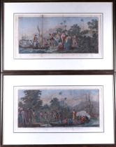 A lot consisting of (2) hand-colored prints by Bernard, depicting Captain Cook's landings
