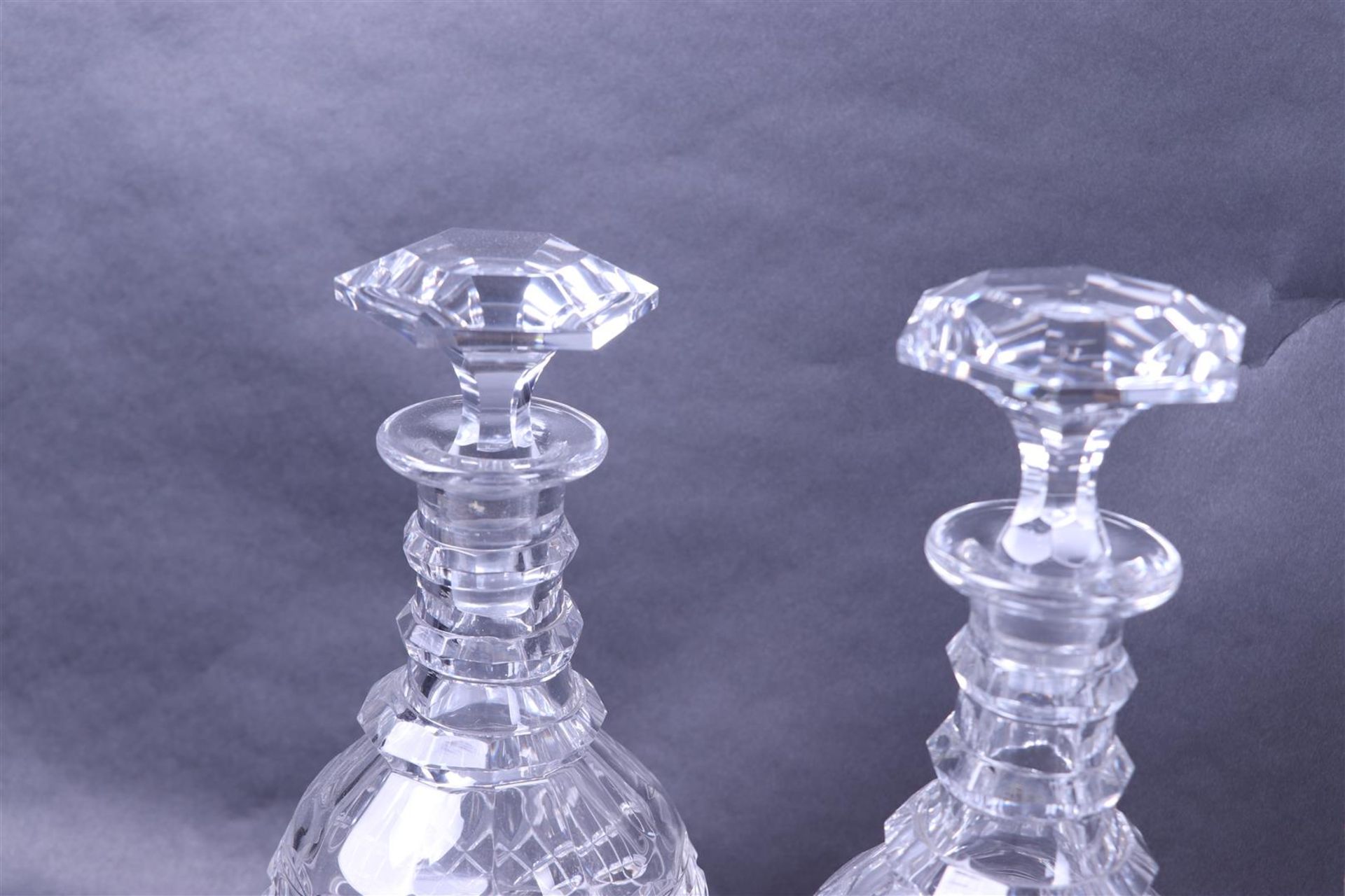 Lot of 4 Cut Crystal Decanters with Stoppers and a Pair of Baluster Vases - Image 2 of 4