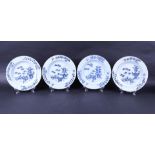 A series of four porcelain plates with fence and bamboo decoration. China, Qianlong.

