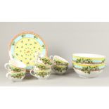 A lot of porcelain consisting of six soup bowls, two salad bowls and a bowl with ivy leaves decor, 