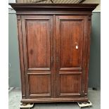 Dark Stained Softwood Linen Cupboard (France, Ca. 1900)