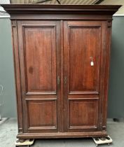 Dark Stained Softwood Linen Cupboard (France, Ca. 1900)