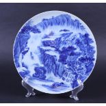 A porcelain dish with landscape decoration, marked Qianlong. China, 20th century.
