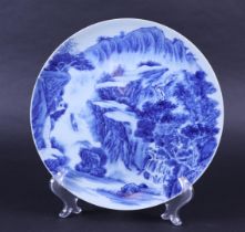 A porcelain dish with landscape decoration, marked Qianlong. China, 20th century.