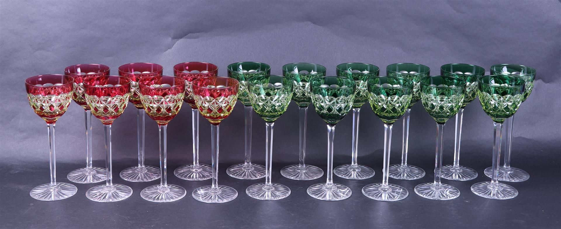 Lot of 18 "Bohemian" Cut Crystal Glasses