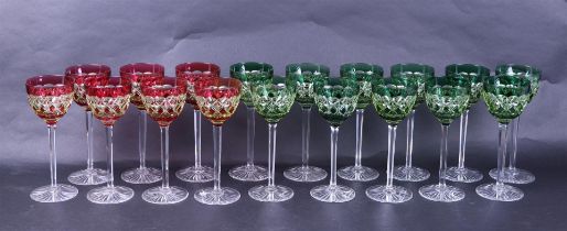 Lot of 18 "Bohemian" Cut Crystal Glasses