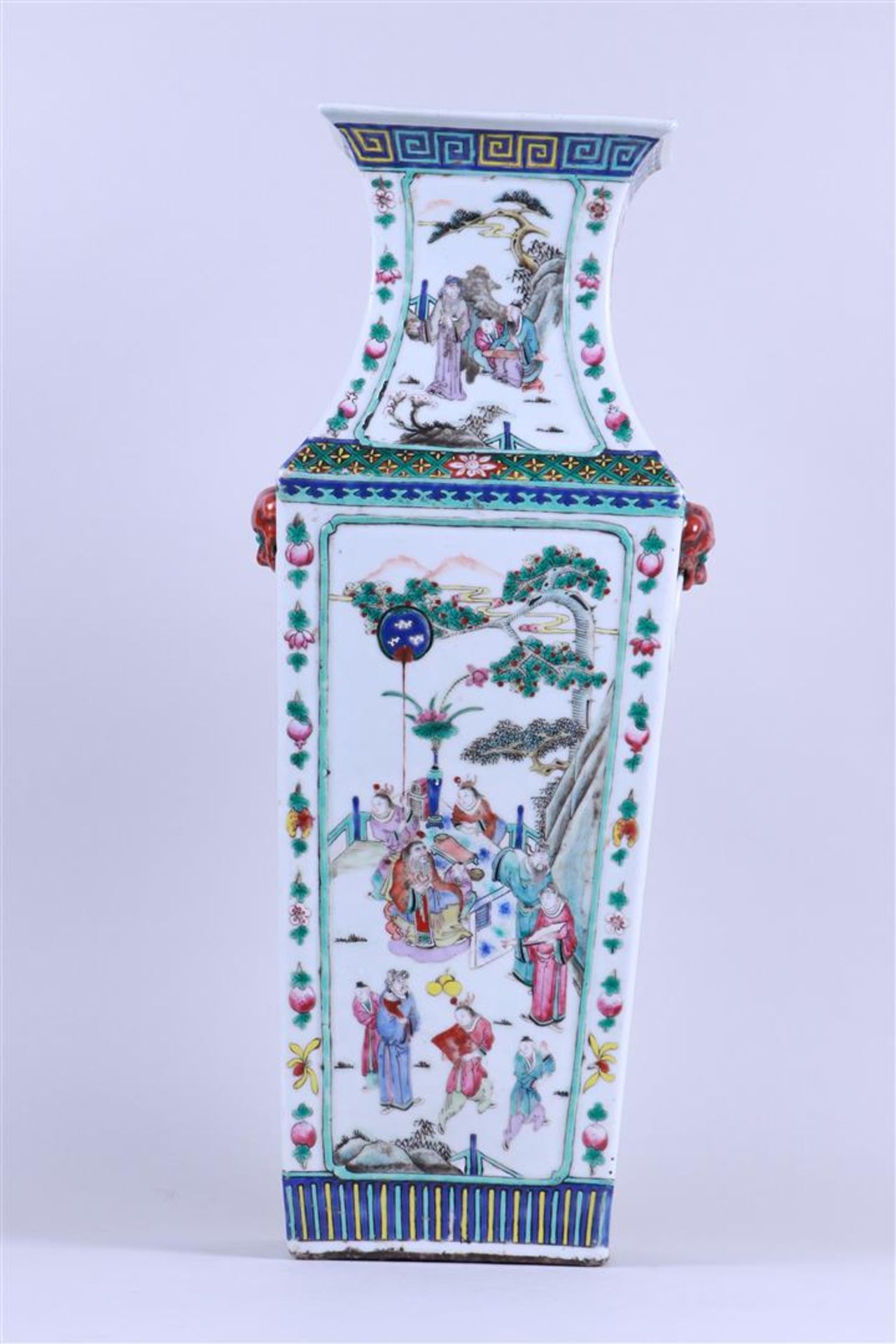 A family rose baluster vase with decor of various figures. China, 19th century.
 - Image 3 of 6