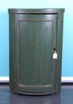 Green Lacquered Oak Corner Cabinet with Round Door (West Friesland, Ca. 1820)