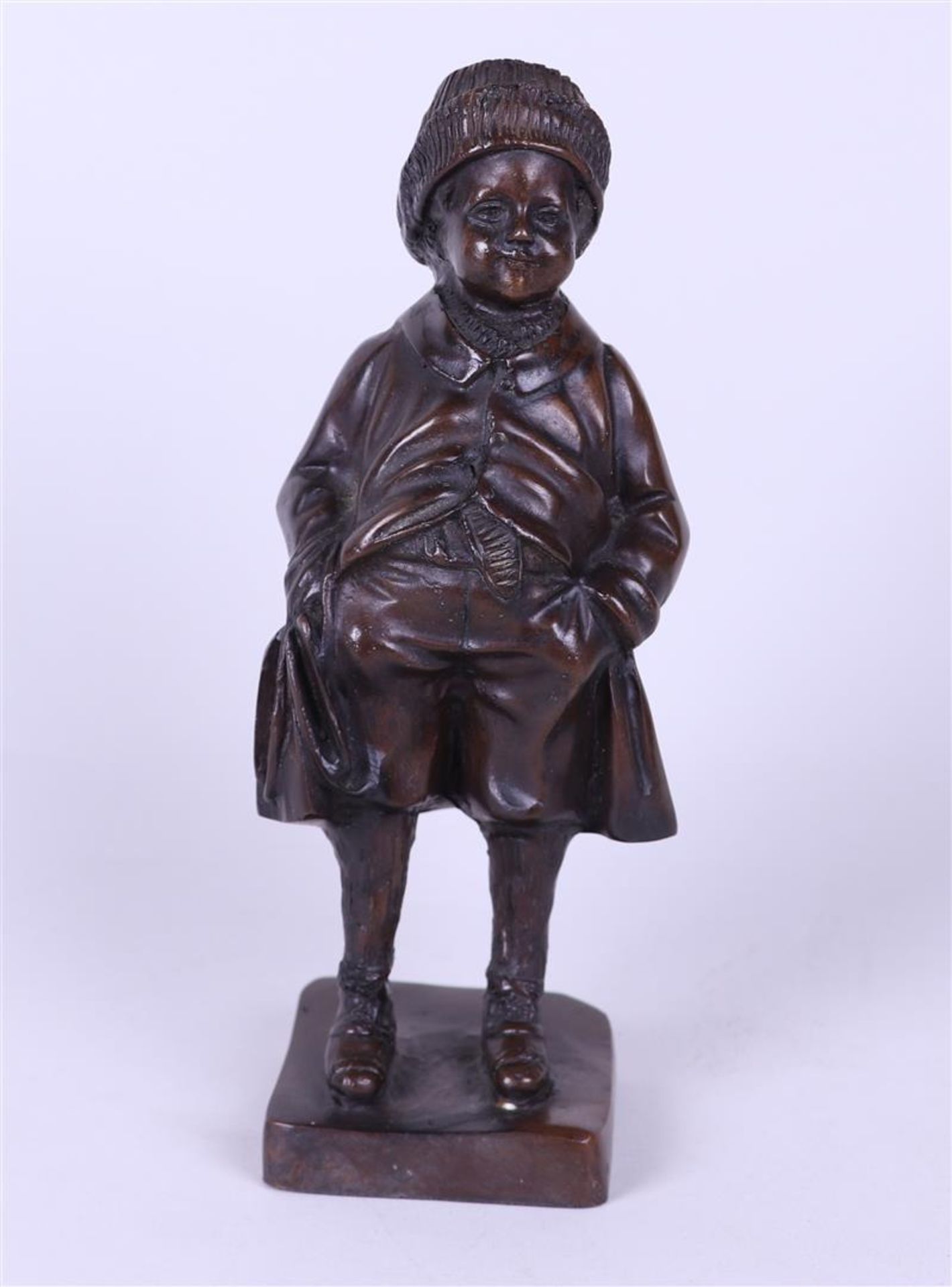 Brown Patinated Bronze Sculpture of a Little Boy (20th Century)