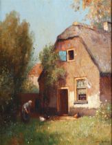 Aris Kniker, Farmer's yard, signed, oil on canvas.