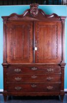 A Dutch so-called Willem III cabinet with three drawers and two doors. 19th century.