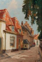 H. v. Gessel signed, View in a village street, oil on canvas. 
