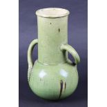 Green glazed earthenware vase with ears, design C.J.van der Hoef