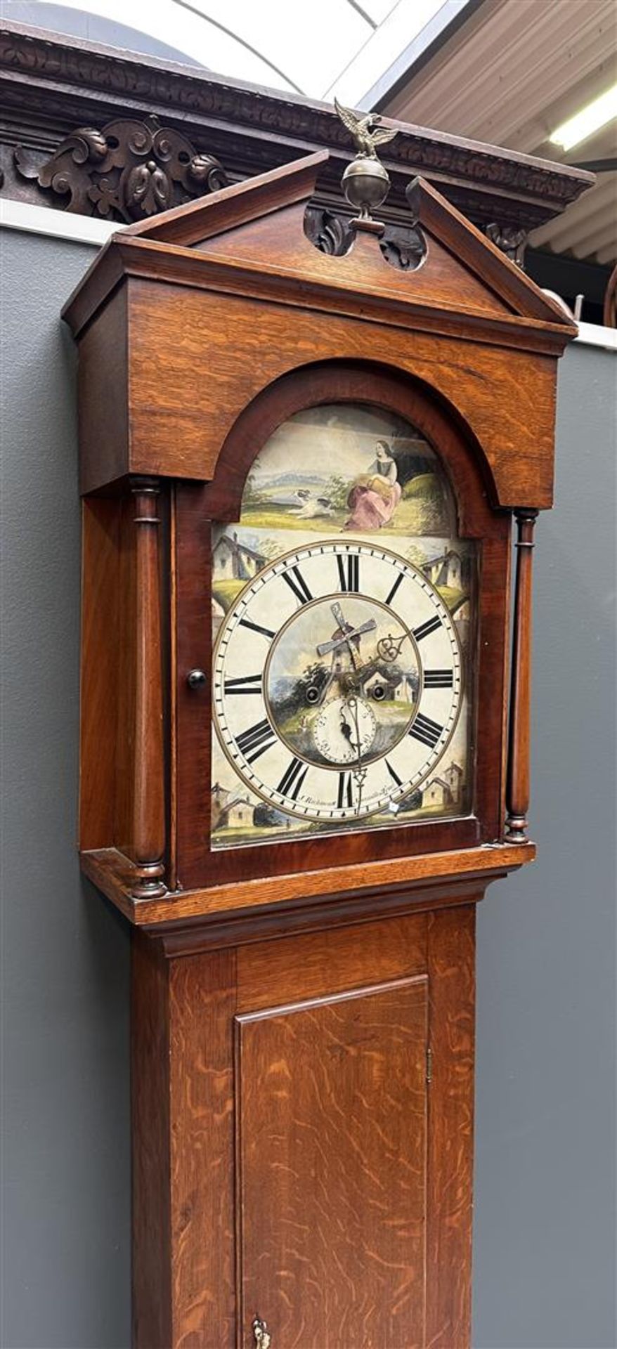 An English, so-called "Grandfather clock". Address: "J. Richmond / New Casttle".  - Image 5 of 7