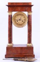 Mahogany Glued and Ormolu-Plated Column Mantel Clock (Approx. 1830)