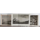 A lot of various engravings depicting topographical landscapes (James Cook)
