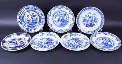 A lot of seven earthenware plates with various decors