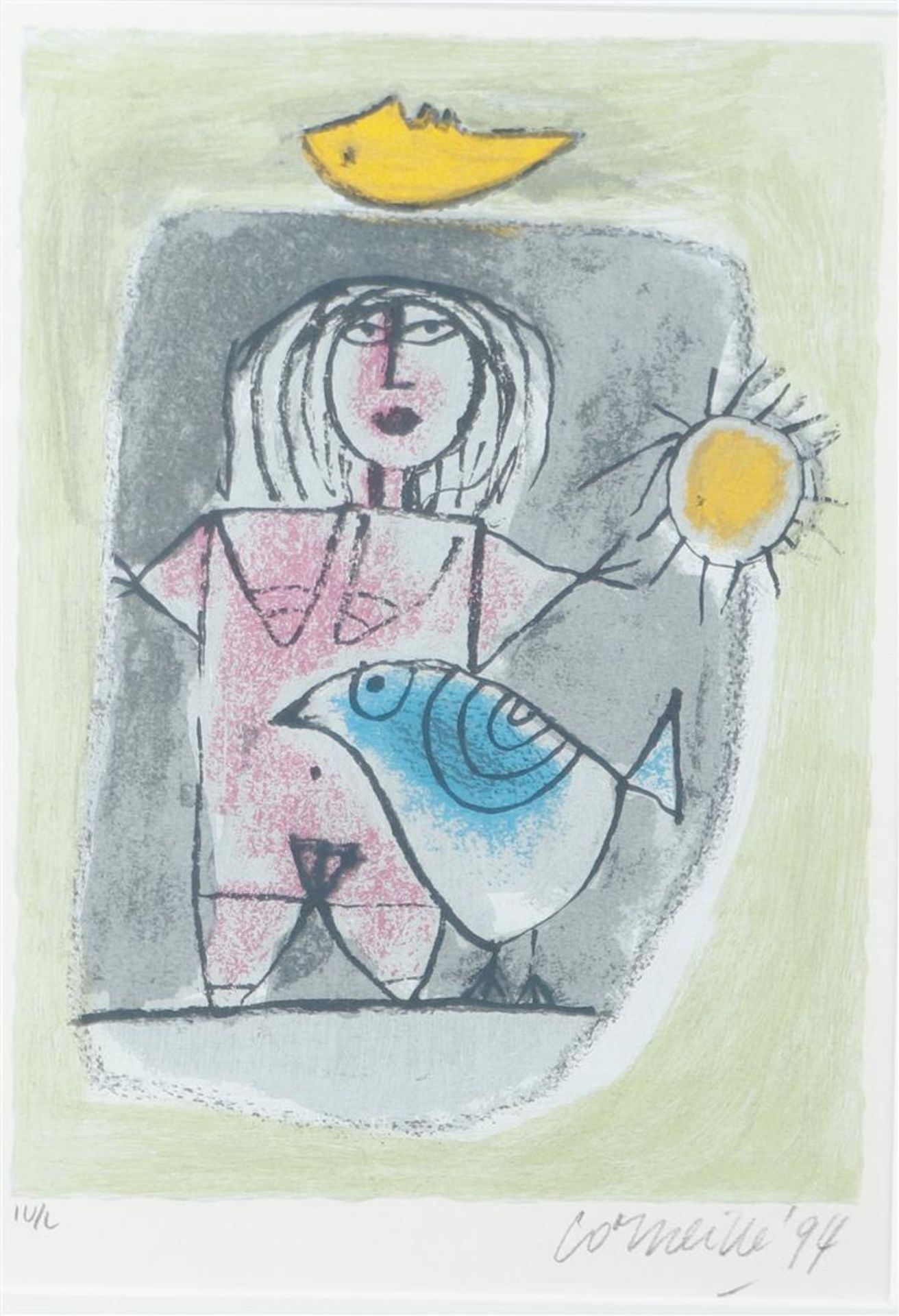 Cornelis Guillaume van Beverloo, 'Corneille' (Liège, 1922–2010 Auvers-sur-Oise), Woman and bird - Image 2 of 7