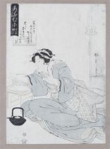 Kitagawa Utamaro (1753-1806), A Japanese beauty, woodcut in color, (pasted)