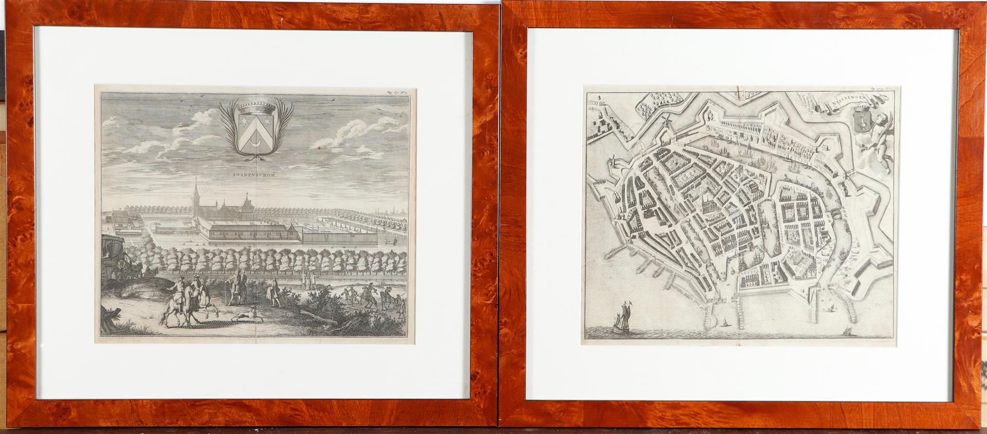 A lot consisting of (7) various 17th century prints with representations of country estates - Image 3 of 4