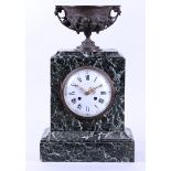 Marble Mantel Clock with a Bronze Chestnut Vase on Top (Ca. 1900)