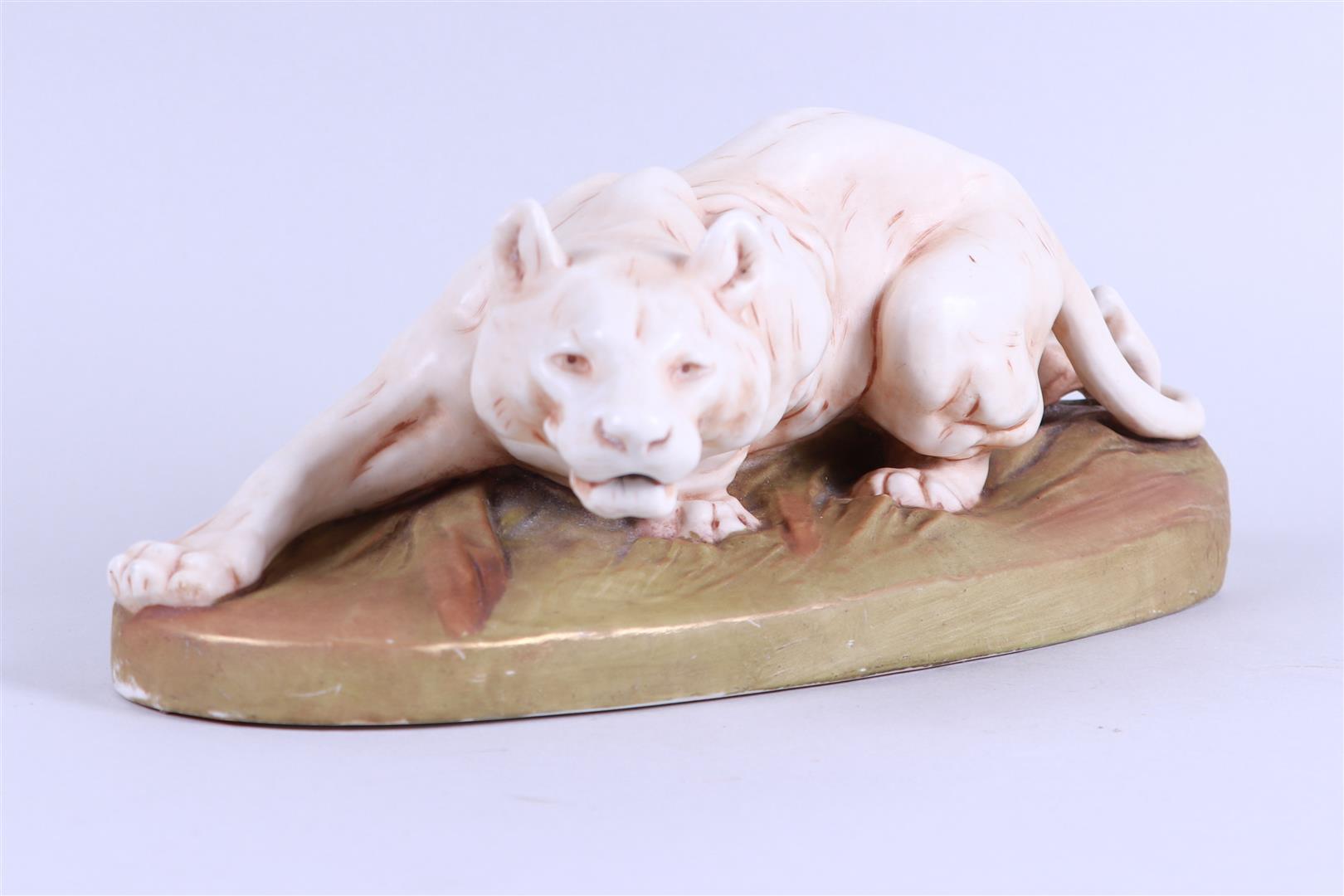Otto JARL (1856-1915) for Royal dux, Earthenware art nouveau lion.
 - Image 2 of 5