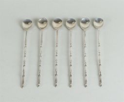 A set of six silver cocktail spoons. Marked with sword