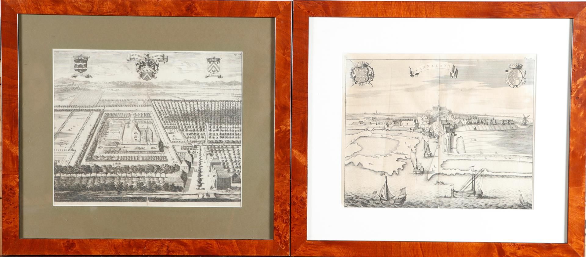 A lot consisting of (7) various 17th century prints with representations of country estates - Image 2 of 4