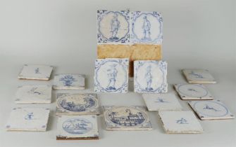 Lot with various tiles. Delft, 18/19th century.