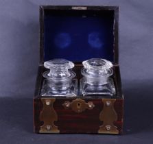 Lot of a Jewelry Box with Brass Decorations and a Liqueur Cellar