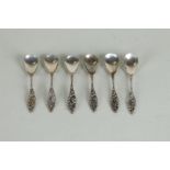 A set of 6 silver coffee spoons
